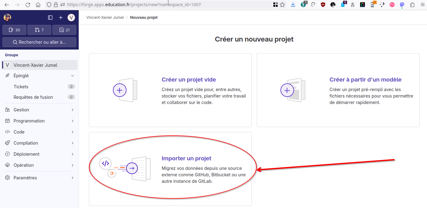 Import du projet