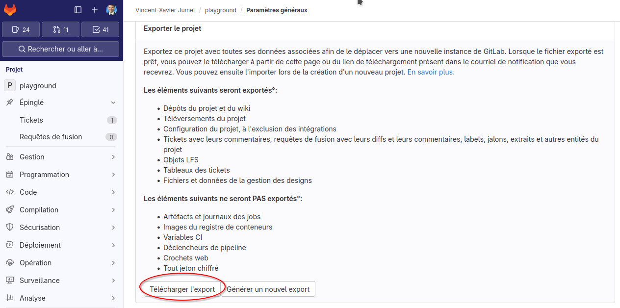 Télécharger l'export