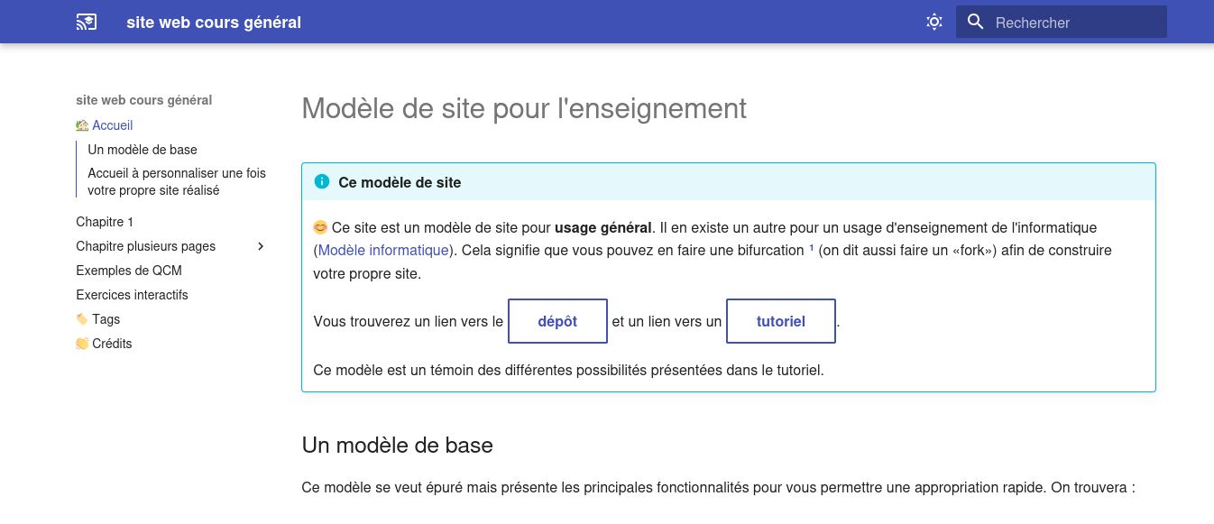 Capture d'écran du modèle