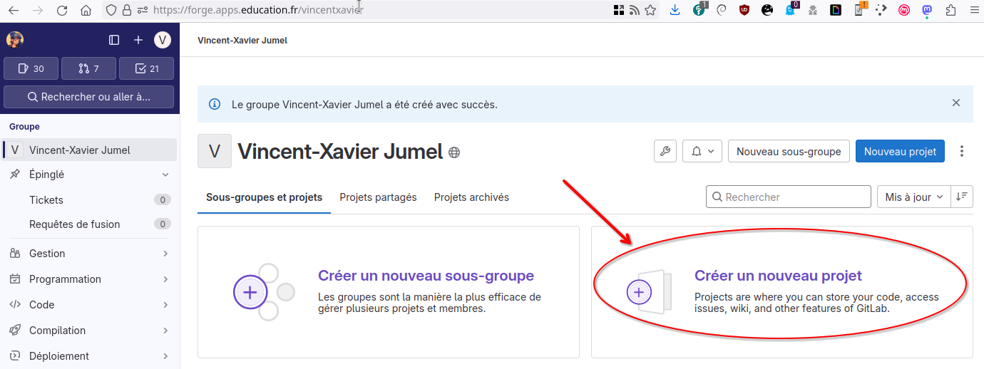 Création d'un projet